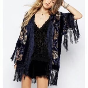 Ralph Lauren Denim & Supply Kimono Burnout Fringe Blue Women’s Size XS/S Boho